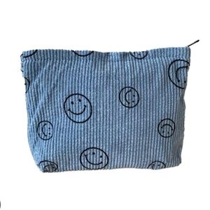Blue Smiley Face Cosmetic Bag